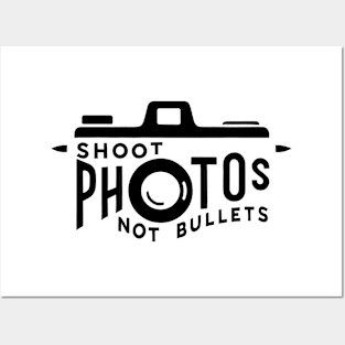 Shoot photos not bullets Camera 35mm Black Posters and Art